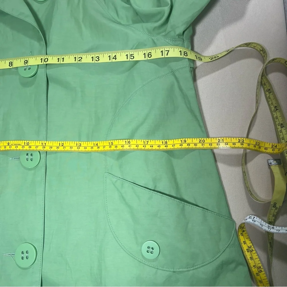 Anthropologie Tulle Pistachio Green A-Line Short Trench Coat ‎ Size Large